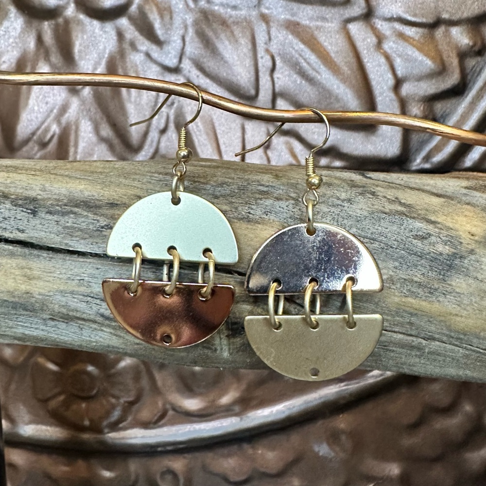 Gold/Bronze Split Circle Earrings